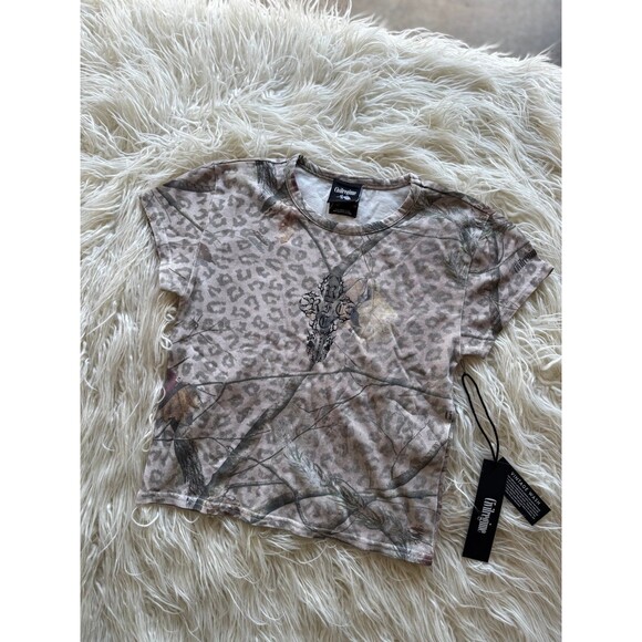 Civil Regime Concrete Sin Energy Baby Tee Sun Wash Leopard Camo Size Large - Picture 3 of 12